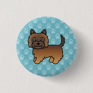 Röd brindle Cairn Terrier Hundillustration På Blå Knapp