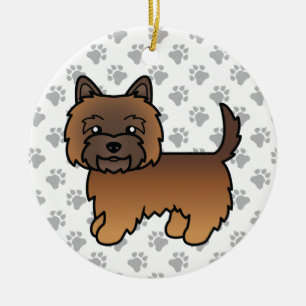 Röd brindle Cairn Terrier Hundillustration & Tassa Julgransprydnad Keramik