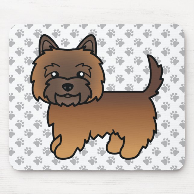 Röd brindle Cairn Terrier Hundillustration & Tassa Musmatta (Framsidan)