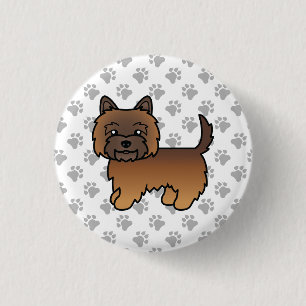 Röd brindle Cairn Terrier Hundillustration Tassar Knapp