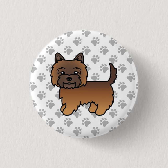 Röd brindle Cairn Terrier Hundillustration Tassar Knapp (Framsida)