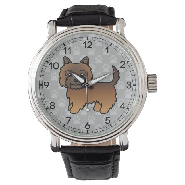 Röd brindle Cairn Terrier Tecknad Hund Armbandsur (Framsida)