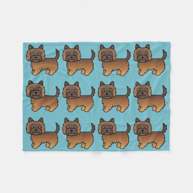 Röd brindle Cairn Terrier Tecknad Hund Design Fleecefilt (Framsidan (Horisontell))