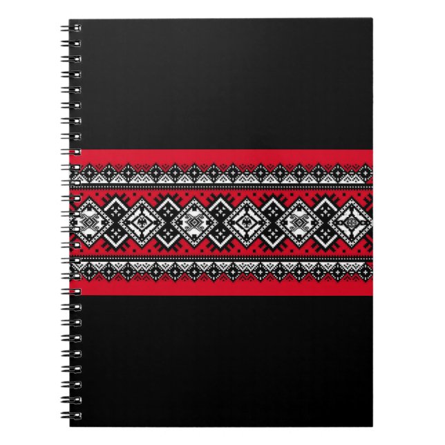 Röd broderi anteckningsbok (Framsidan)