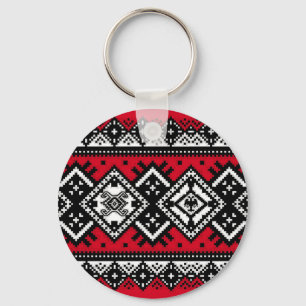 Röd broderi nyckelring