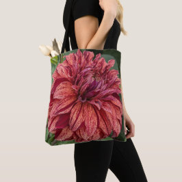 Röd brokig Dahlia-blomma, blomster Tygkasse
