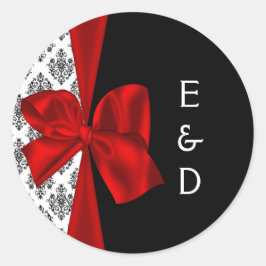 röd bröllop-monogrametikett runt klistermärke