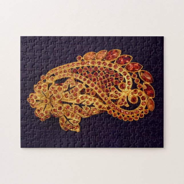 Röd brosch som lugnar det utmana pussel (Horisontell)