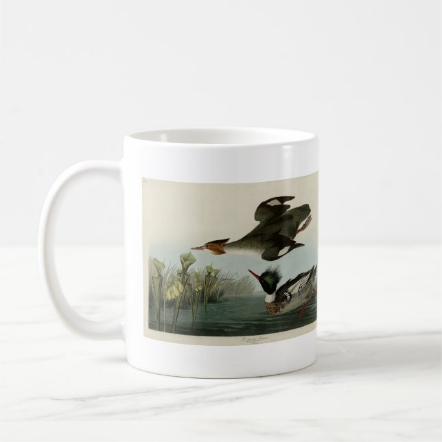 Röd-bröstad Merganser, Audubon's Birds of America Kaffemugg (Vänster)