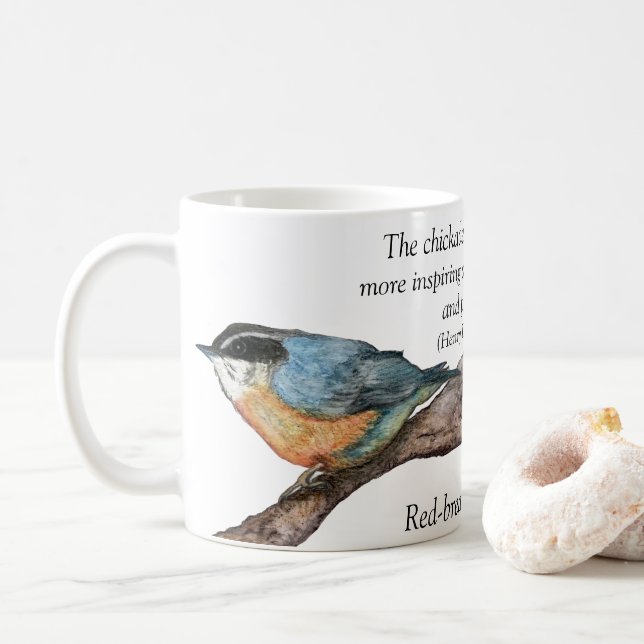 Röd-bröstad nuthatch Thoreau Poetry White Mugg (Med munk)