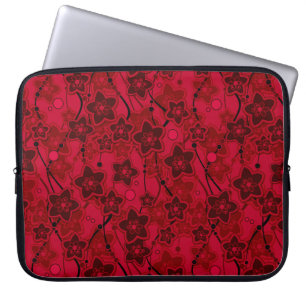 röd brun blommigt, rustik mode mönster-retro laptop fodral