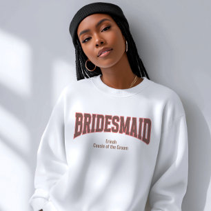 Röd + Brun Falsk Glitter Varsity BRUDSMAKARE T Shirt