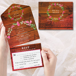 Röd Brun Rustik Trä Rosa Blommig Land Hoch RSVP