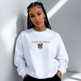Röd + Brun Rutig MAID OF HONOR-bow T Shirt