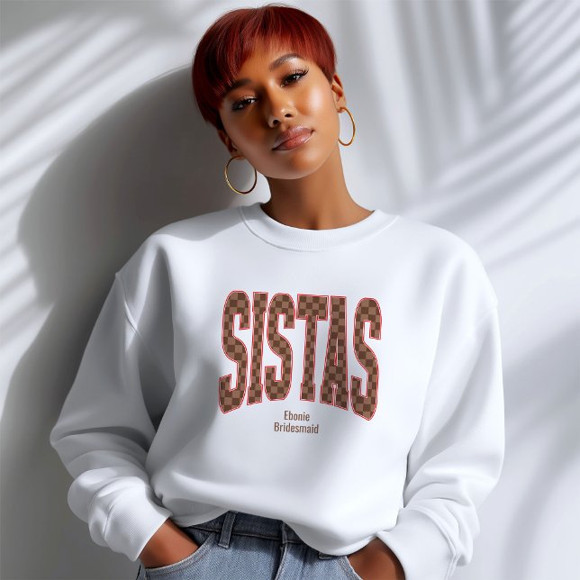 Röd + Brun Rutig Varsity SYSTRAR T Shirt (Personalize with names, dates, locations or events)