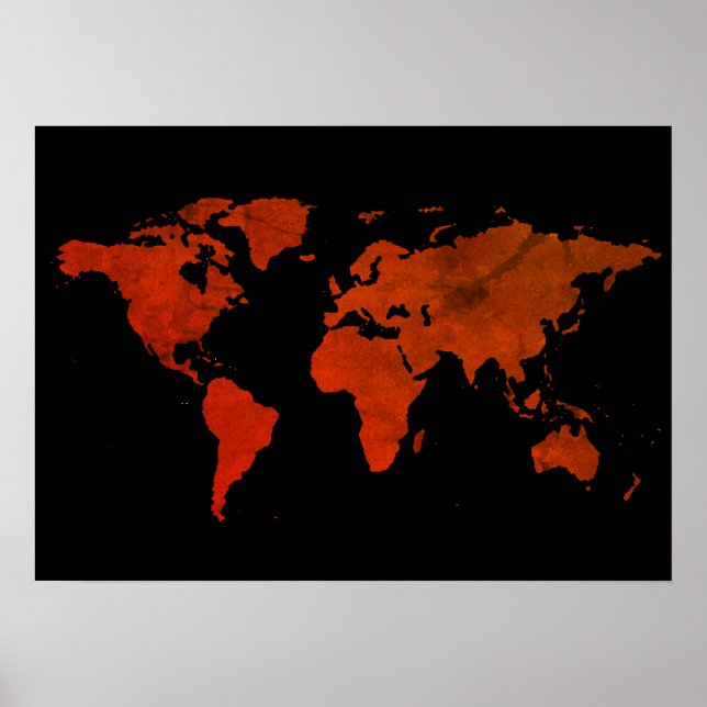 röd brun världskarta poster (Framsidan)