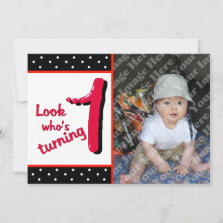 Röd bubbla Brev första födelsedagsfirandet Inbjudningar