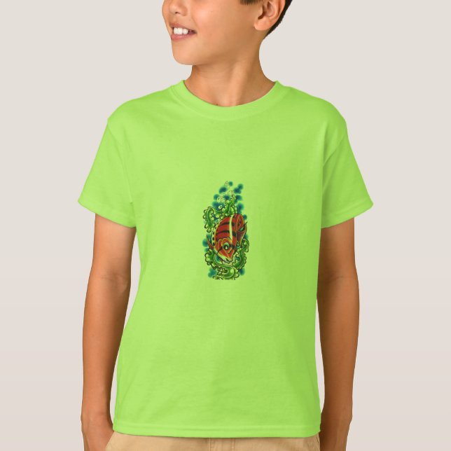 röd bubblefish barn T-shirt (Framsida)