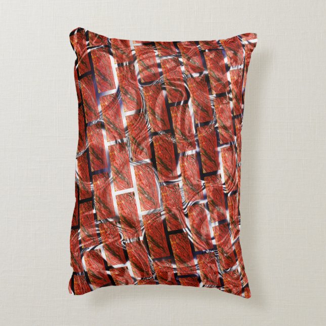 Röd, bubblor på gring eller tegelverkan? Metallic. Prydnadskudde (Baksidan(Vertikal))