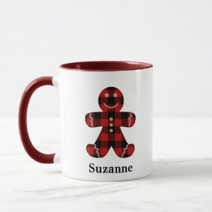 Röd buffalo-Pepparkaksgubbe Monogram kaffe Mugg