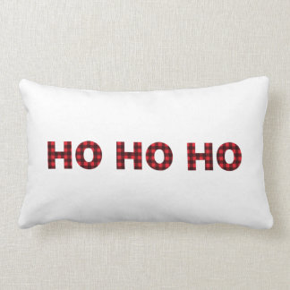 Röd buffalo Plaid Ho Ho Ho Julpillow Lumbarkudde