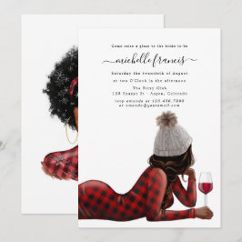Röd Buffalo Plaid Jul Bröllopsdusch Inbjudan