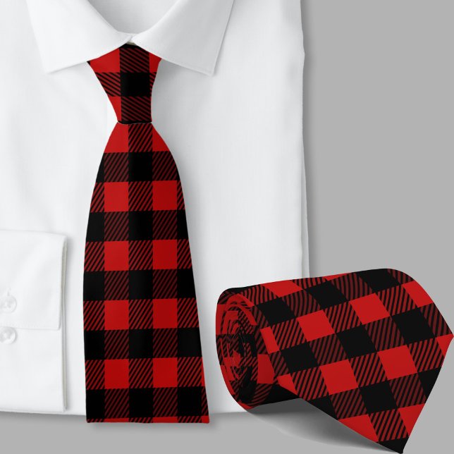 Röd Buffalo Plaid Mönster Vinter Tema Slips (Skapare uppladdad)
