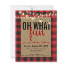 Röd Buffalo Ruta Oh What Fun Julfest Inbjudan