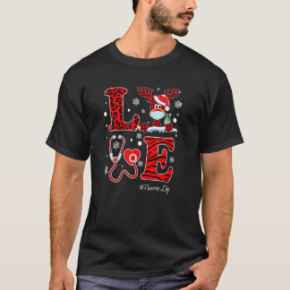 Röd Buffalo Rutig Kärlek Stetoskop Ren Sjuksköters T Shirt