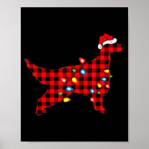 Röd Buffalo Rutig Tomte Irländsk Setter Hund Jul Poster