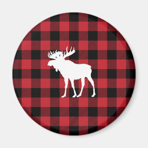 Röd buffelplädälg magnet