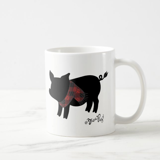 Röd buffelplädgris med scarfen kaffemugg (Höger)