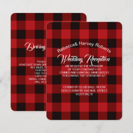 röd bufféluttrad rustik vinterbröllopsfest inbjudningar