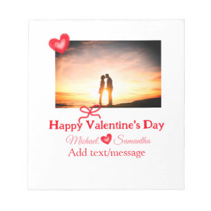 Röd bukvalentins dag lägg till bild namn hjärtat k anteckningsblock