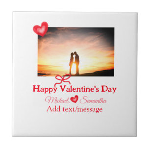 Röd bukvalentins dag lägg till bild namn hjärtat k kakelplatta