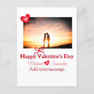 Röd bukvalentins dag lägg till bild namn hjärtat k vykort