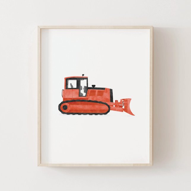 Röd Bulldozer Konstruktion Barn Kammar Dekoration Poster (Skapare uppladdad)