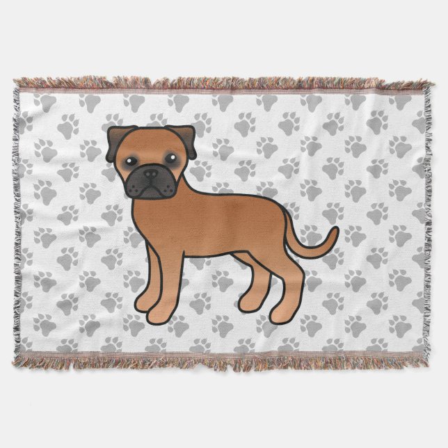 Röd Bullmastiff Söt Tecknad Hund Filt (Framsidan)