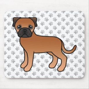 Röd Bullmastiff Söt Tecknad Hund Musmatta