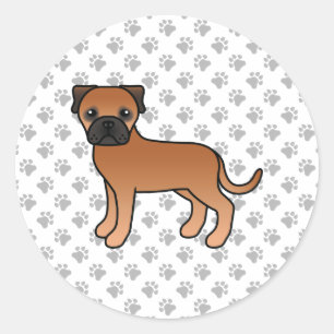 Röd Bullmastiff Söt Tecknad Hund Runt Klistermärke