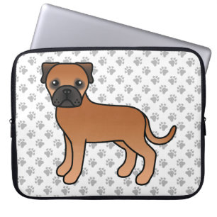 Röd Bullmastiff Söt Tecknad Hund & Tassar Laptop Fodral