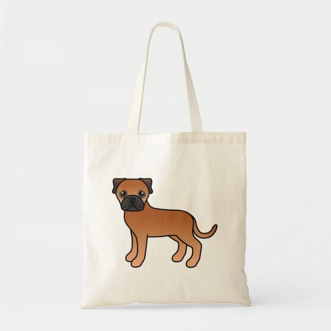 Röd Bullmastiff Söt Tecknad Hund Tygkasse (Framsidan)