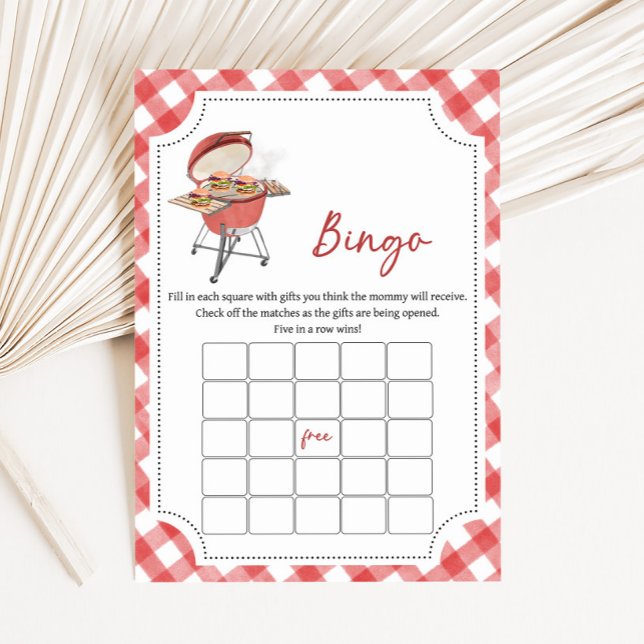 Röd Burger BBQ Baby Shower Bingo Spel (Burger BBQ Baby Shower Game)