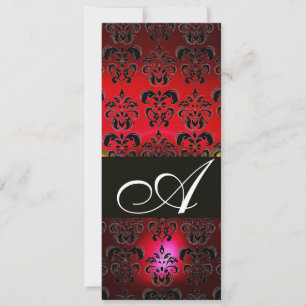 RÖD BURGUND SVART DAMAST MONOGRAM ruby vit Inbjudningar