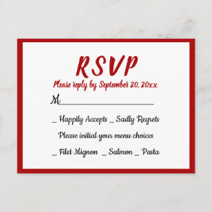 Röd Burgundy RSVP Bröllopsfest Höst Land Inbjudan Vykort