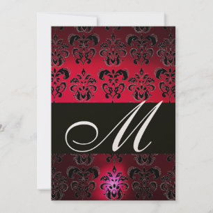RÖD BURGUNDY SVART DAMAST MONOGRAM rubin guld Inbjudningar