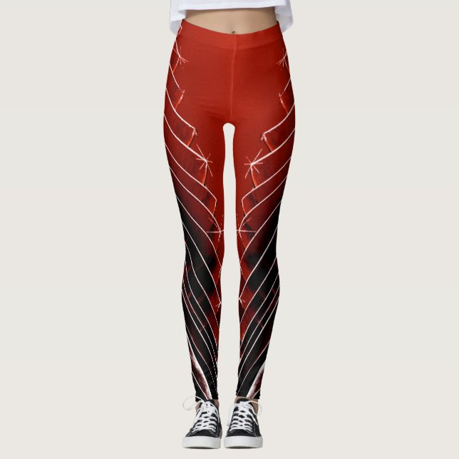 Röd Burgundy till Svart Leggings (Framsida)