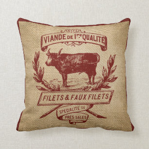 Röd Burlap för annonsering för vintagekoDeli Kudde