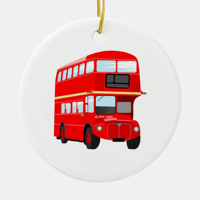 Röd buss julgransprydnad keramik (Framsidan)