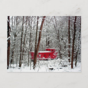 Röd caboose, julkort helg vykort